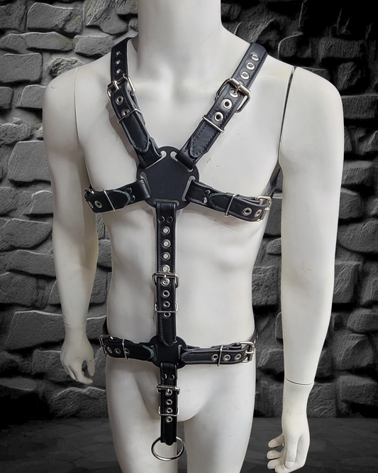 Pentagon Body Harness w/ Drop Down Cock Ring